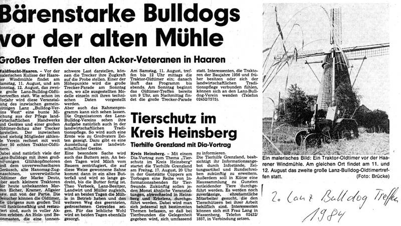 1984: Bärenstarke Bulldogs vor der alten Mühle