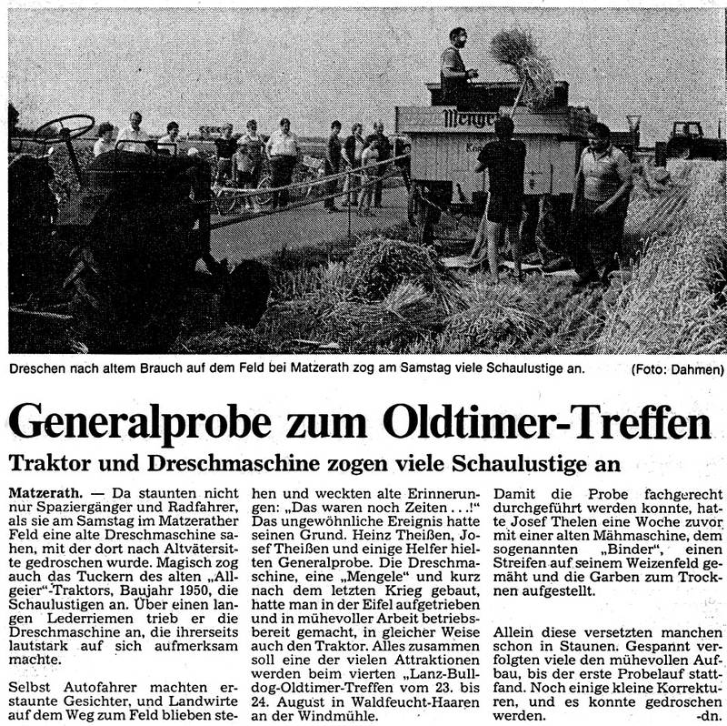 1986: Generalprobe zum Oldtimer-Treffen